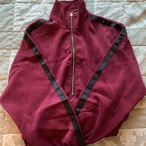 Cropped maroon half-zip turtleneck